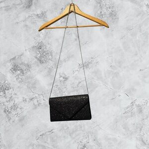Black Glitter Envelope Clutch